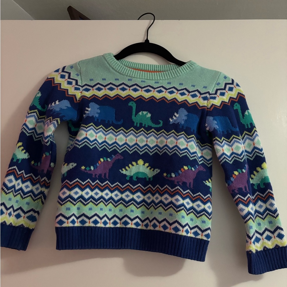 Gymboree Blue and Mint Dinosaur Knit Sweater